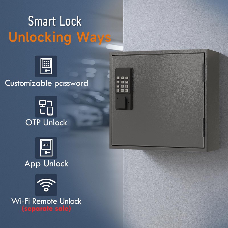 WeHere 60 Key Lock Box Wall Mount, Smart Key Cabinet