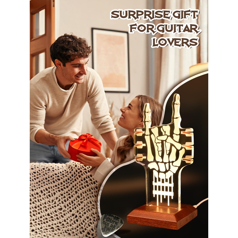 CoolGift Mart Light Up Guitar Pick Holder, Acrylic Rock and
