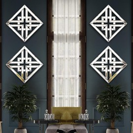 QMDECOR Decor Mirror Size 12x12 inches Square Mirrored Silver Wall Decorative Mirror with Beveled Edge Modern Fashionable Wall-Mounted Mirrors