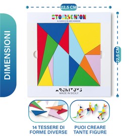 ARCHITOYS - Stomachion by Archimede - Wooden Puzzle for Adults and Children - Logic Game - Puzzle Game - 100% Made in Italy (Large)