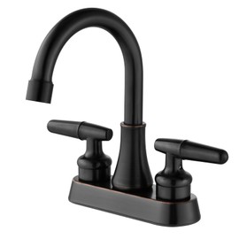 Cinwiny Bathroom Sink Faucet 4 Inch 2 Handle Lavatory Bathroom Vanity Faucets 360 Degree Swivel Spout Modern Deck Mount RV Bathroom Sink Faucet Without Pop up Drain,Oil Rubbed Bronze