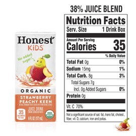 Honest Kids Strawberry Peachy Keen Cartons, 6 fl oz, 8 Pack, 5 Sets