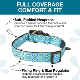Max & Molly Fashion Smart ID Dog Collar, Soft Padded Neoprene, Anti-Fade, Adjustable Sizing, Smart ID QR-Tag, Washable for Small & Medium Dogs, (Neck Size 11-18”) Retro Blue Design, Small