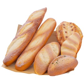 Woration 6pcs Fake Bread Set Decoration Realistic Loaves Artificial French Loaf Dessert Faux Food for Home Kitchen Bakery Display Photography Prop