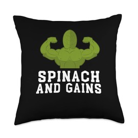 Vegetable Gardening And Canned Spinach Apparel Baby Organic Spinach and Kale Vegetarian Vegan Throw Pillow, 18x18, Multicolor