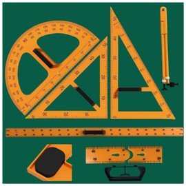 5PCS Magnetic Geometry Set with 39.4in Magnetic Ruler 60°45°Triangle Ruler Protractor Compass Set Large Magnetism Math Rulers Geometry Drawing Tools for Teachers