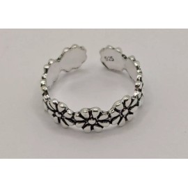 Unbranded Sterling Silver Toe Ring. Daisy Flower Ring Design. Adjustable Size. 925 Silver