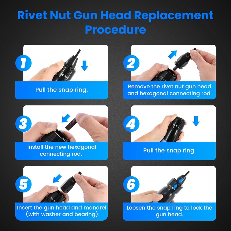 GRYVOZE Pneumatic Rivet Nut Gun Kit with 1/4 & 5/16