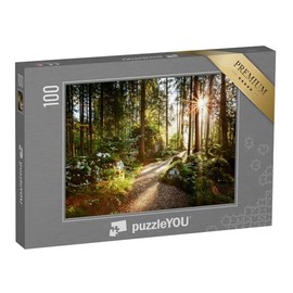 puzzleYOU: Puzzle 100 Pieces "Magic Landscape and Way through the Forest in the Morning Sun"
