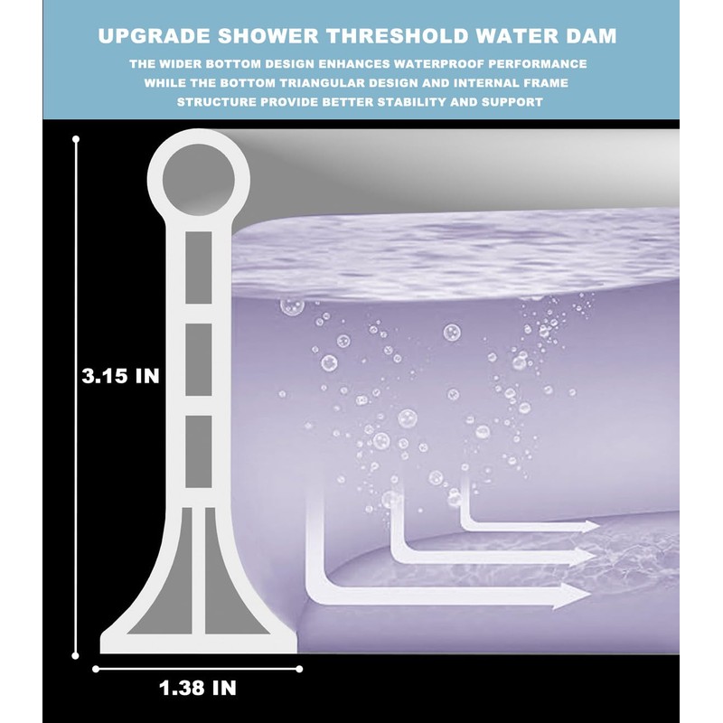 SAIKOOWA 3.15" High- Shower Threshold Water Dam,67 Inch New Shower