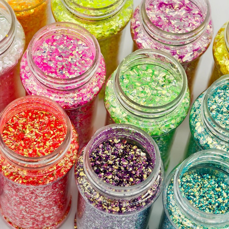 24Colors Holographic Glitter Chunky Non-Toxic Snow Globes Cosmetics Holiday Nails