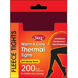 Silky Ladies' Warm Cosy Thermal Winter Tights, Soft Velvety Touch, 200 Denier. Wine. Medium