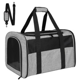 Yipincover Carriers Soft-Sided Pet Carrier Case for Small Medium Cats Dogs Puppy Under 15 lbs,Airline Approved Cat Carrier with 4 Ventilated Windows (Medium,Grey&Black)