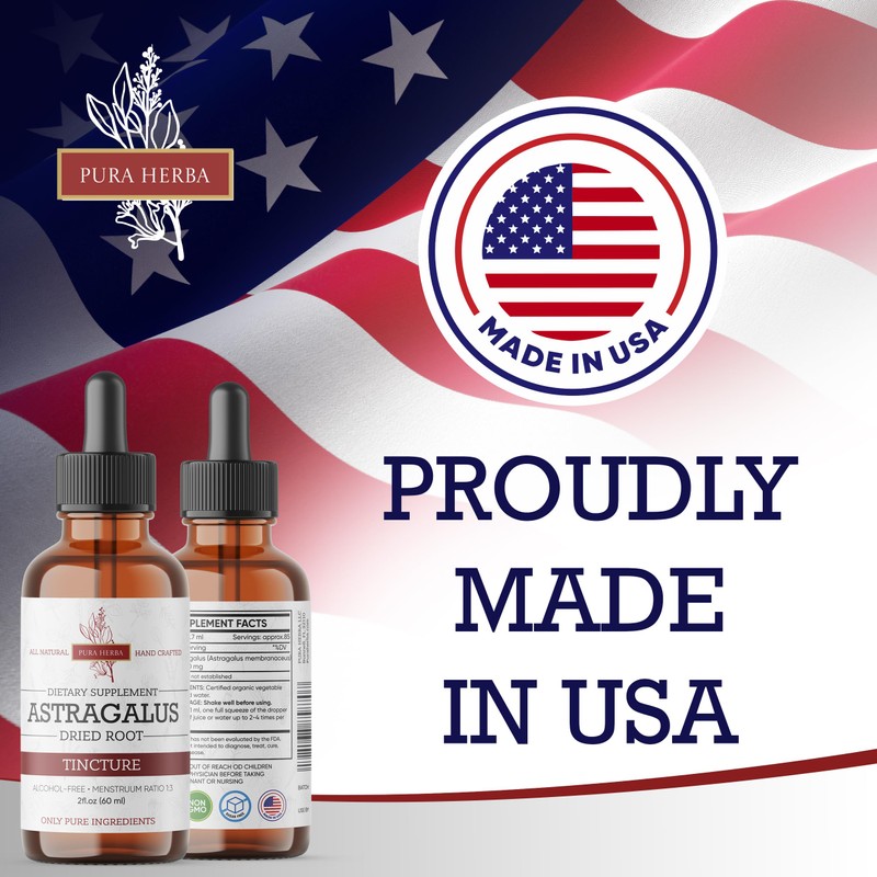 Pura Herba Organic Astragalus Tincture - Premium Astragalus Root Extract