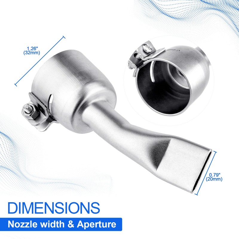 SWIGRANCE Hot Air Welding Nozzle 20mm Mouth Width, Stainless Steel