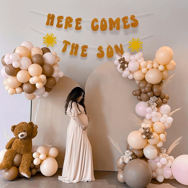 VANGNING Here Comes the Son Baby Showe Banner- It's A
