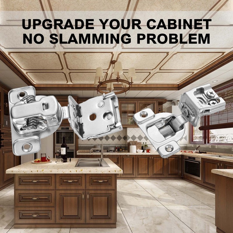 Vallecloud (4 Pack) 1-1/4 Inch Overlay Soft Close Cabinet Hinges,