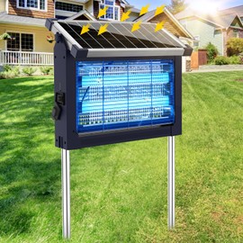 Solar Bug Zapper Outdoor, 4500V Rechargeable Waterproof Mosquito Killer with Solar Panel Sensor, Electric Fly Trap, 10ft Cord, Cordless Insect Zapper for Patio Yard