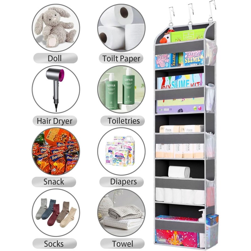 YMCLUB Over the Door Organizer, 5 Shelf Hanging Storage with