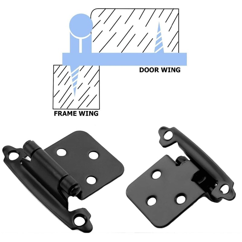 Gasea 10 Pieces Self Closing Hinges, Overlay Flush Cabinet Hinge,