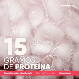Clear Protein Water, Proteína En Polvo Refrescante con Electrolitos | Whey Aislada de Suero de Leche Dulce Sin Azúcar | 15g por Porción Sabor Fresa Kiwi | Bebida Clear Protein Water Ligera Health Hack
