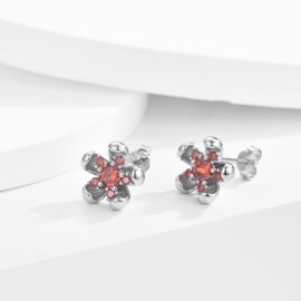 Small Flower Stud Earrings 925 Silver Earrings for Women Girls Hypoallergenic Small Flower Earrings with 5A + Zirconia Helix Cartilage Tragus Earrings Silver Gifts (10 mm), White Gold