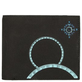 Oxmox New Cryptan RFID Protect, Wind Rose Print Cyan Black, Standard size, Transverse wallet