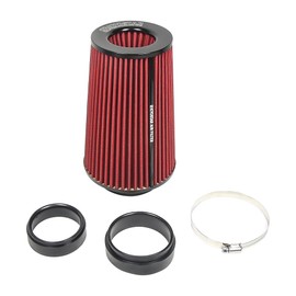 3/3.5/4inch Inlet Cold Air Intake Cone Replacement Performance Washable High Flow Dry Air Filter (RED)