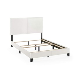 FURINNO Pessac PU Leather Upholstered Platform, Full, White