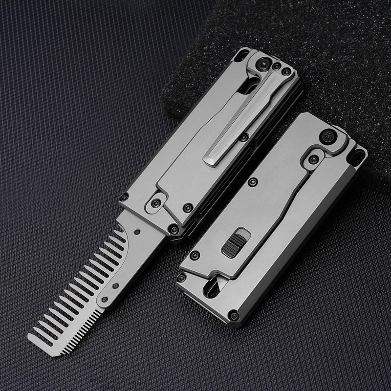 TGZUO Titanium Handle Utility Knife Carrot Comb Tactical Locking Knife