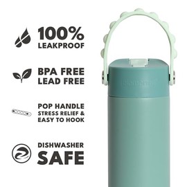 Elemental Kids aislada Botella de Agua con Asa Pop It 18oz, Sage                                                                                      