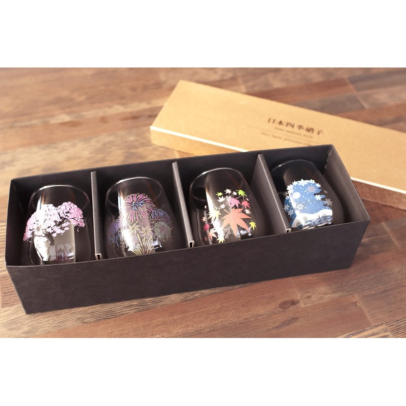 Marumo Takagi Japanese Four Seasons Color Changing Glass Cup Set,