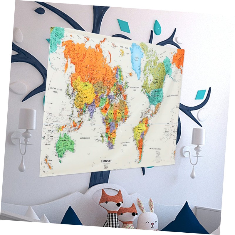 FUNOMOCYA Map Tapestry Wall Art Creative Bedroom Decor for Home