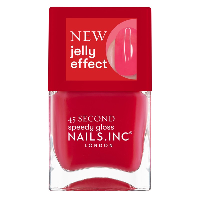 Nails Inc Ready To Jelly, rojo transparente, secado rápido, larga