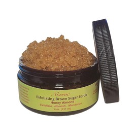 Exfoliating Brown Sugar Scrub, Honey Almond Lightly Scented, For Face, Body, & Feet, For All Type of Skin. Good for Cleansing Pores and Remove Dead Cell Skin (7.5, Honey Almond)