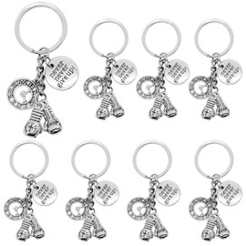 SIQYUWM 8Pcs Boxing Keychain Alloy Fitness Keyrings Boxing Glove Clock Never Give Up Charm Keychains for Women Men Gift or Sport Lovers