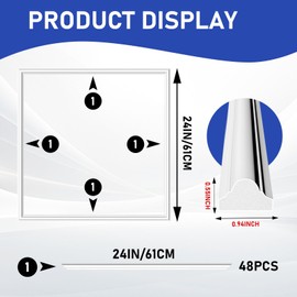 COUKIU Pre-Cut 12 Set Peel and Stick Wall Molding Trim Kit, 24" x24" Premade Wainscoting Panels, Self Adhesive Moulding Panel for Interior Walls Picture Frame