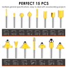 Router Bits Set 1/4 Inch Shank - BAIDETS 15 Pieces