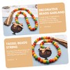 COHEALI Thanksgiving Wood Bead Garland Tassels for Home Decor Rustic