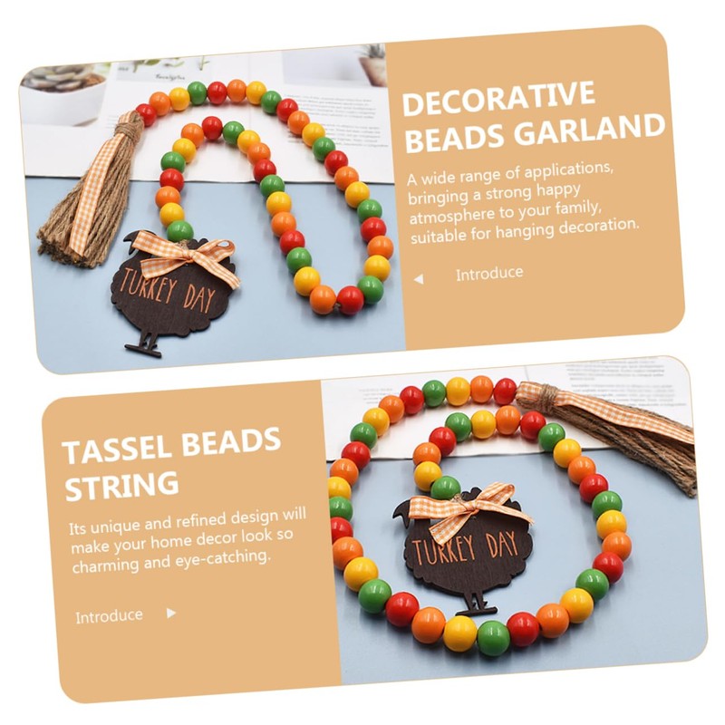 COHEALI Thanksgiving Wood Bead Garland Tassels for Home Decor Rustic