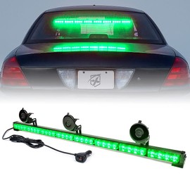 Xprite 35.5" Traffic Advisor Light Bar, LED Emergency Strobe Lights with 21 Flash Patterns, Suction Mount & Cigarette Plug, Strobe Lights for Trucks, SUV, Car - Green