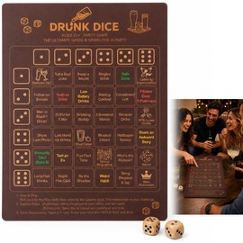 Kivan Base Drinking Game for Adults, 11.5 x 8.5 Inch Natural Wood Board Game with 2 Dice, Professional Party Icebreaker for 2-8 Players, Age 21+ Social Interaction Set