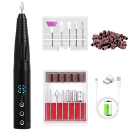 WEIKILLY Electric Nail Drill 11 in 1 Kit, 35000RPM Cordless Nail Drill Machine, Professional Acrylic Gel Electric Nail Files for Manicure and Pedicure, Portable Home Travel or Salon Use.(Black)