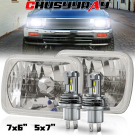 CHUSYYRAY Pair 7x6" LED Headlights H4 Hi-Lo For Toyota Hilux 1988-1997 Pickup 1982-1995 A+