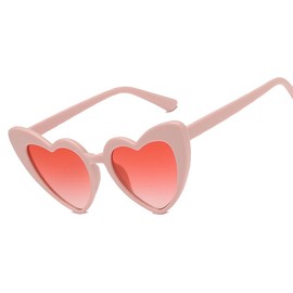 Hot Pink Heart Sunglasses For Women Glasses Candy Color Transparent Trendy Love Glasses for Adult Party Favors (HOT-PINK)