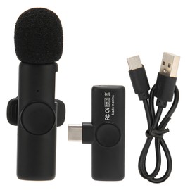 Wireless Microphone Plug and Play Auto Syncs USB Type C Lavalier Microphone for Video Recording Live Streaming