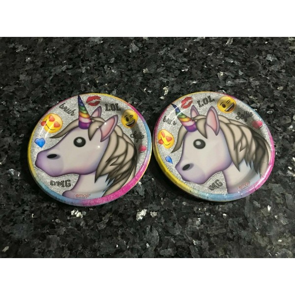 Unique EMOJI Unicorn 6 3/4" Paper Dessert Plates Birthday Party