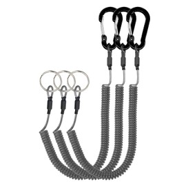 Lix&Rix Spiral Cord, Coil Chain, Key Strap, Curl Cord, Drop Prevention, General Purpose, Black, Set of 3