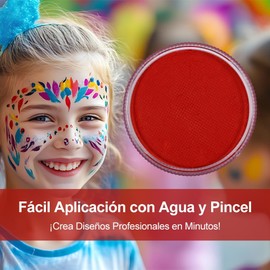 12 Colores Pigmento de Pintura Corporal Mate Profesional Patrones Vívidos a Base de Agua para Maquillaje de Color de Cara de Escenario (Rojo)