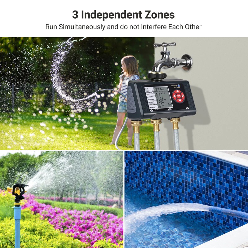 DEWENWILS Outdoor Sprinkler Timer for Garden Hose 3 Zone Water